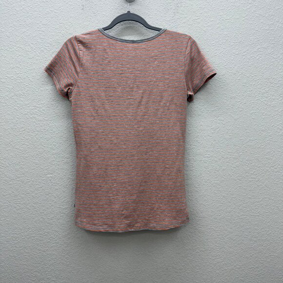 Toad & Co Marley Orange Gray Stripe Short Sleeve Organic T Shirt Womens size XS - Picture 6 of 8